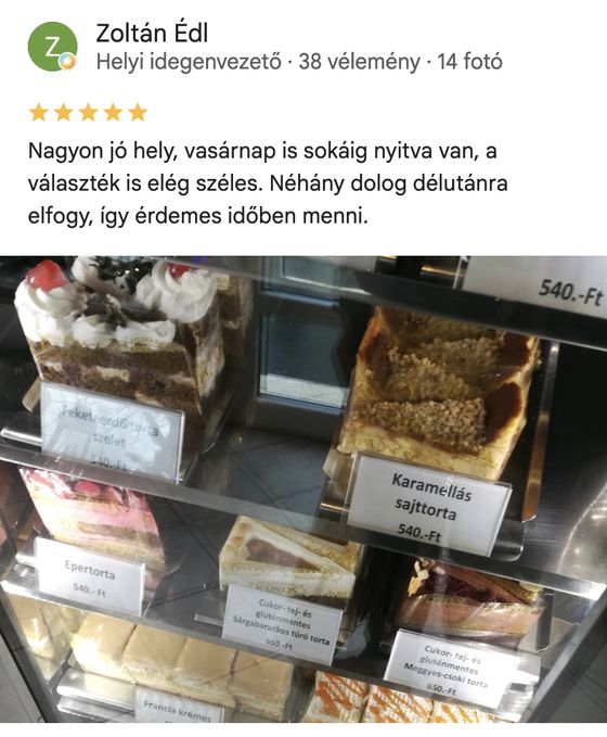 Google-értékelés, 5 csillag — Zoltán Édl: „Nagyon jó hely, a választék is elég széles.”